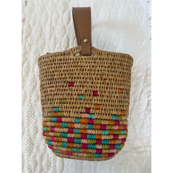 NWT. KHOKHO Zandi bucket bag. Smoke & Multi Weave  & Cuoio Leather. - Picture 4 of 7